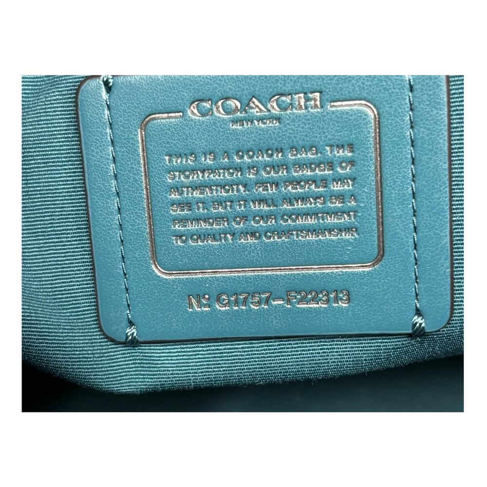Coach Teal Blue Metallic Leather Dome Sierra Satchel Purse F22313 #76916 - Picture 9 of 10